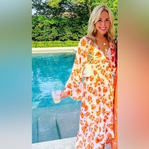 Misa Los Angeles Shadi Dress - Orange and White Floral XS